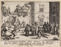 TvB G 4793
<br/>
Verloren Zoon verlaat ouderlijk huis ("Verloren Zoon")
<br/>
<em>Callot, Jacques (1592 - 1635)</em>